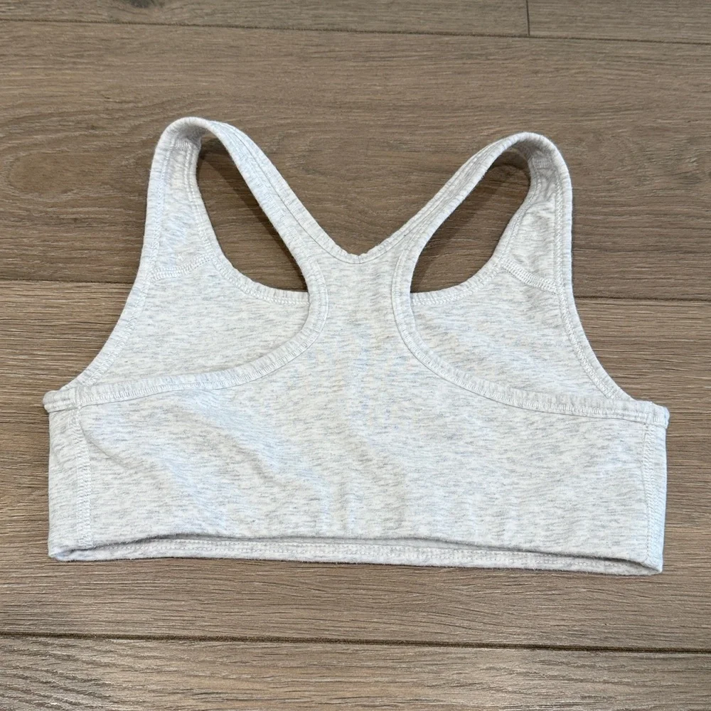 NIKE GIRLS Heather Gray Hot Pink Logo Pullover Racerback Active Sports‎ Bra Sz L